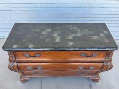 Bombe Style Walnut Chest with Pine Green Checkerboard Granite Top - 4323270