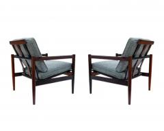 Borge Jensen Pair of Mid Century Danish Modern Rosewood Lounge Chairs by Borge Jensen in Gray - 3808256