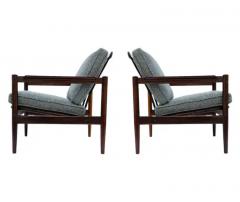 Borge Jensen Pair of Mid Century Danish Modern Rosewood Lounge Chairs by Borge Jensen in Gray - 3808257