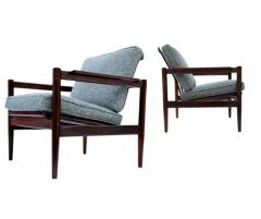 Borge Jensen Pair of Mid Century Danish Modern Rosewood Lounge Chairs by Borge Jensen in Gray - 3808260