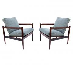 Borge Jensen Pair of Mid Century Danish Modern Rosewood Lounge Chairs by Borge Jensen in Gray - 3808262