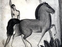 Boris Lovet Lorski Art Deco Prancing Horse with Female Nude - 3426028