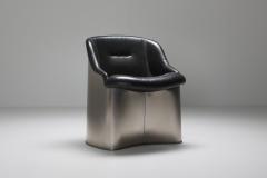 Boris Tabacoff Boris Tabacoff Leather and Metal Easy Chair 1970s - 1311641