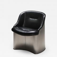 Boris Tabacoff Boris Tabacoff Leather and Metal Easy Chair 1970s - 1312846