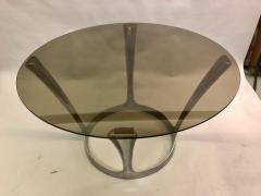 Boris Tabacoff French Midcentury Round Aluminum and Glass Center Dining Table by Boris Tabacoff - 1696271