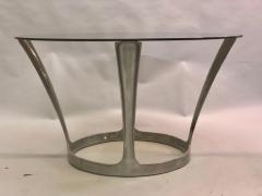 Boris Tabacoff French Midcentury Round Aluminum and Glass Center Dining Table by Boris Tabacoff - 1696272