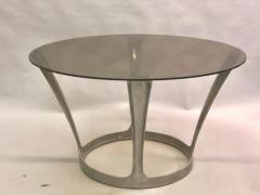Boris Tabacoff French Midcentury Round Aluminum and Glass Center Dining Table by Boris Tabacoff - 1696273