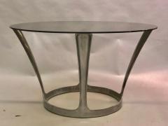 Boris Tabacoff French Midcentury Round Aluminum and Glass Center Dining Table by Boris Tabacoff - 1696274