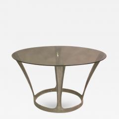 Boris Tabacoff French Midcentury Round Aluminum and Glass Center Dining Table by Boris Tabacoff - 1698579