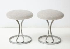 Boris Tabacoff Upholstered Metal Stools by Boris Tabacoff - 1110525