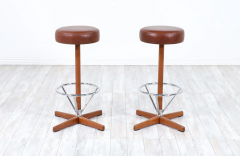 Borje Johanson Teak Chrome Swivel Bar Stools for Johanson Design - 2520765