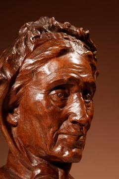 Boudewijn Tuerlinckx Beautiful Expressive Carved Wooden Bust Of a Woman Signed B Tuerlinckx - 3311933