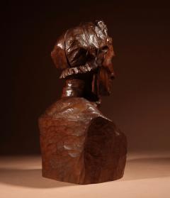 Boudewijn Tuerlinckx Beautiful Expressive Carved Wooden Bust Of a Woman Signed B Tuerlinckx - 3311939