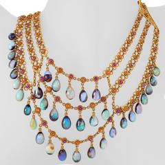 Boulder Opal and Multi colored Garnet Necklace - 1074540