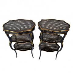 Boulle Style Three Tier Ebony and Bronze Ormolu Tables - 169142