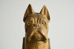 Boxer Sculpture or Bookend in Solid Carved Wood Mid 20th Century - 4394731