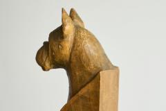 Boxer Sculpture or Bookend in Solid Carved Wood Mid 20th Century - 4394738