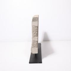 Bradford Graves Modernist Limestone Sculpture on Iron Base entitled Flood by Bradford Graves - 4550615