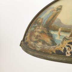 Bradley Hubbard Reverse Painted Glass and Patinated Metal Scenic Table Lamp - 4706288