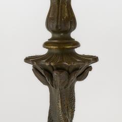 Bradley Hubbard Reverse Painted Glass and Patinated Metal Scenic Table Lamp - 4706291