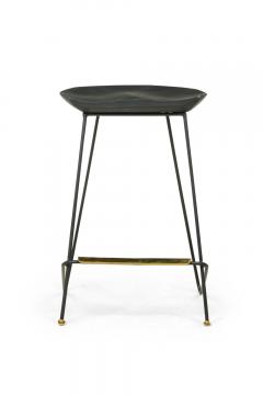 Braga Contemporary Modern Ebonized Wood and Polished Bronze Stools - 4171330