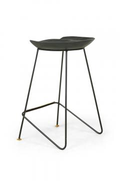 Braga Contemporary Modern Ebonized Wood and Polished Bronze Stools - 4171333