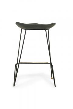 Braga Contemporary Modern Ebonized Wood and Polished Bronze Stools - 4171334