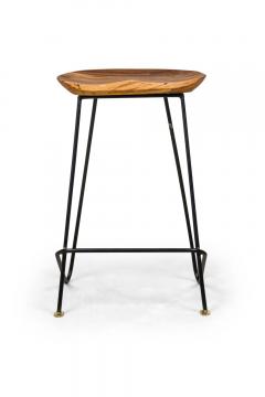 Braga Contemporary Modern Natural Wood and Bronze Stools - 4171336