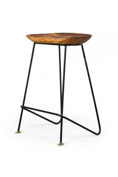Braga Contemporary Modern Natural Wood and Bronze Stools - 4171337