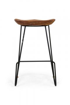 Braga Contemporary Modern Natural Wood and Bronze Stools - 4171340
