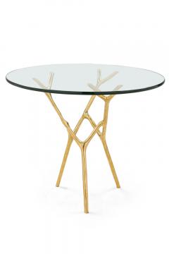 Branco Modern Polished Bronze and Glass Branch Form End Side Table - 4171344