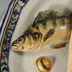 Brard French Palissy Majolica Wall Platter with Fish - 3996353