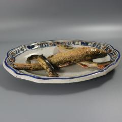 Brard French Palissy Majolica Wall Platter with Fish - 3996357