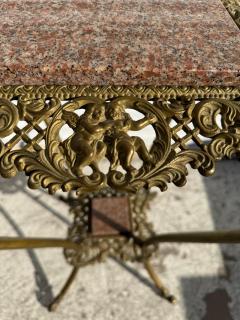 Brass 2 Tiered Granite Top Plant Stand - 4386447