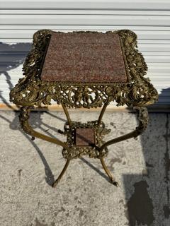 Brass 2 Tiered Granite Top Plant Stand - 4386470