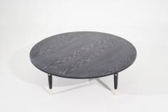 Brass Accented Coffee Table in Black Ceruse C 1950s - 3111403