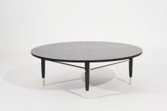 Brass Accented Coffee Table in Black Ceruse C 1950s - 3111405