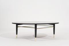 Brass Accented Coffee Table in Black Ceruse C 1950s - 3111407