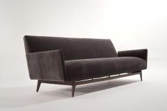 Brass Accented Scandinavian Modern Sofa in Mohair C 1950s - 2677272