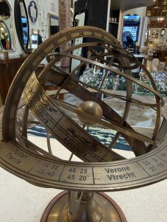 Brass Armillary Sphere on Wooden Base Celestial Decorative Object - 4514118