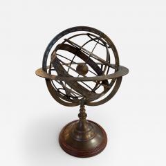 Brass Armillary Sphere on Wooden Base Celestial Decorative Object - 4514462