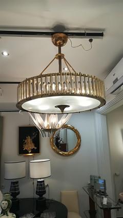 Brass Chandelier with Crystal Inserts - 1114539