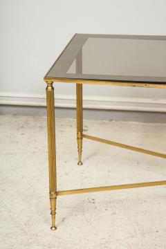 Brass Cocktail Table Smoked Glass Top on Stretchers Base - 1110697