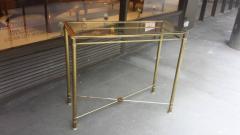 Brass Console Table with Glass Top and Brass Stretchers - 345343