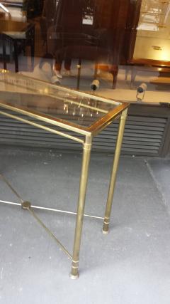 Brass Console Table with Glass Top and Brass Stretchers - 345344