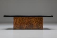Brass Etched Coffee Table with Burl Base by Maho 1970s - 2315872