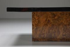 Brass Etched Coffee Table with Burl Base by Maho 1970s - 2315874
