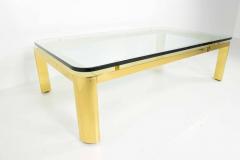 Brass Finish Base Coffee Table with Thick Glass Top Karl Springer Style - 1254666