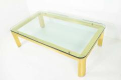 Brass Finish Base Coffee Table with Thick Glass Top Karl Springer Style - 1254668