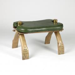 Brass Fitted Wood and Leather Camel Stool - 1363558